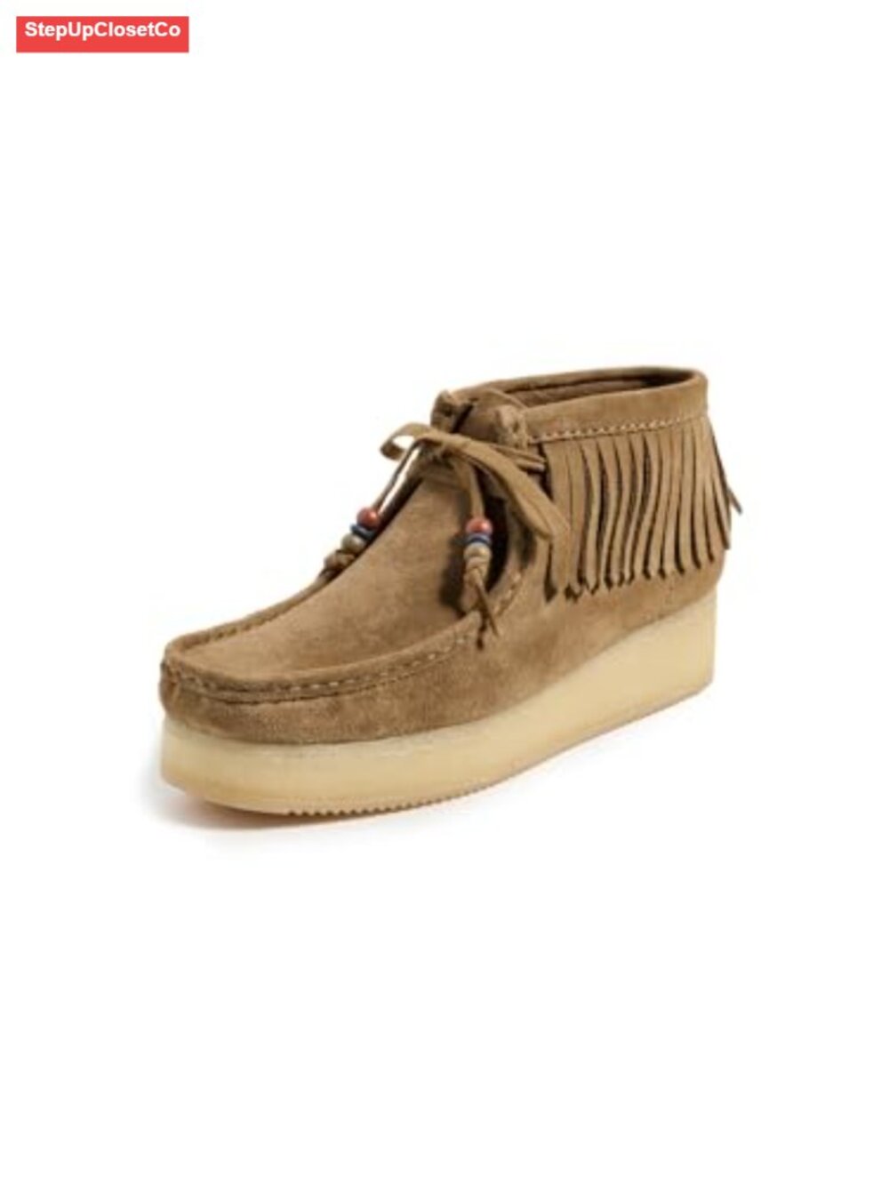 Clarks Wallabee Wedge Fringe Boots Suede Women's Ankle Chukka Heel